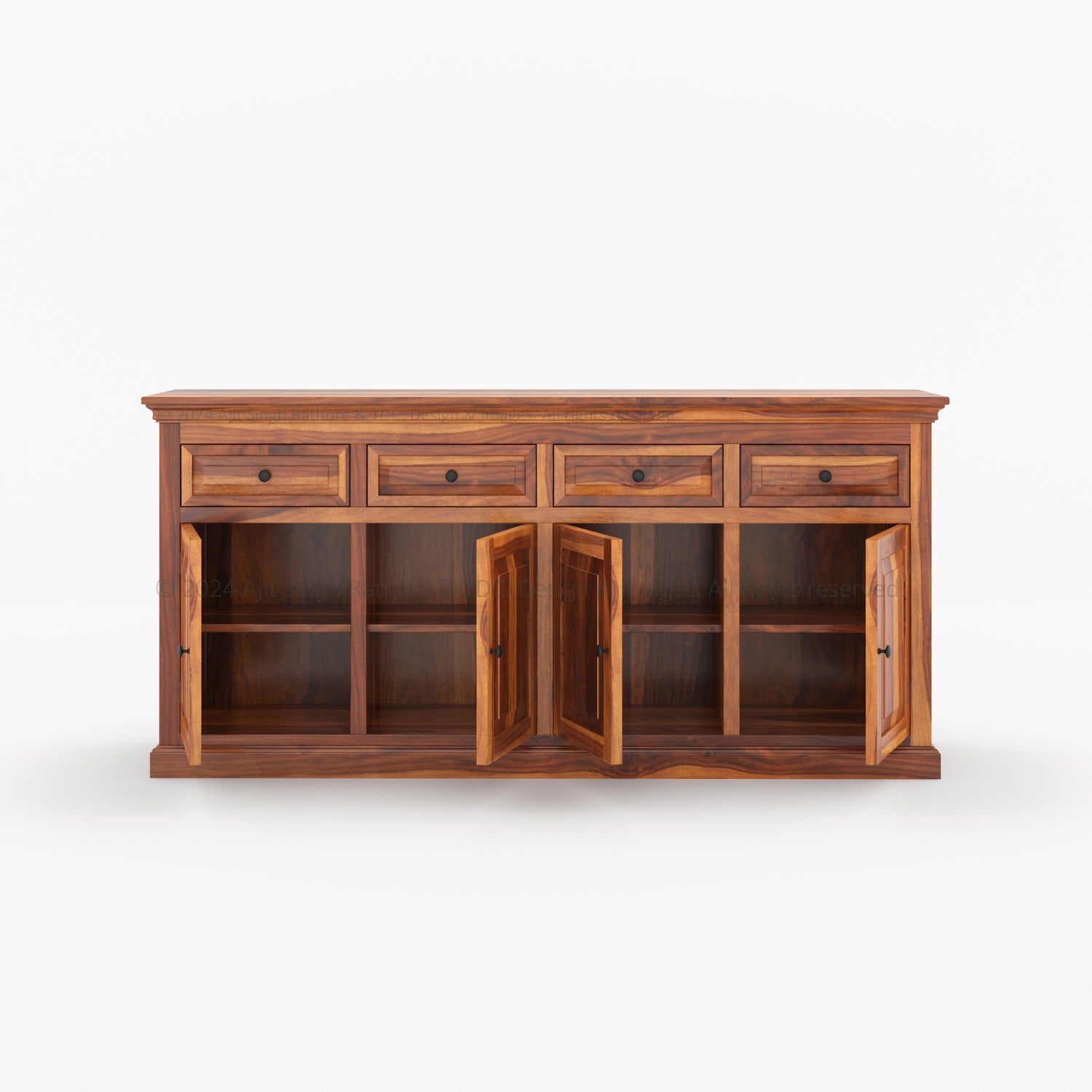 Sanford Solid Wood Buffet Sideboard with Drawers and Cabinets