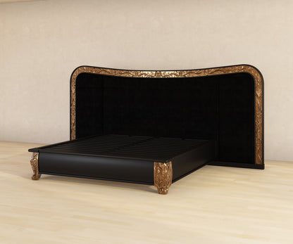 Versailles Grandeur Solid Wood Bedroom Set with Gold Leaf Carved Details