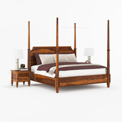 Dothan Four-Poster &amp; Floral-Carved Leg Solid Wood Bedroom Collection