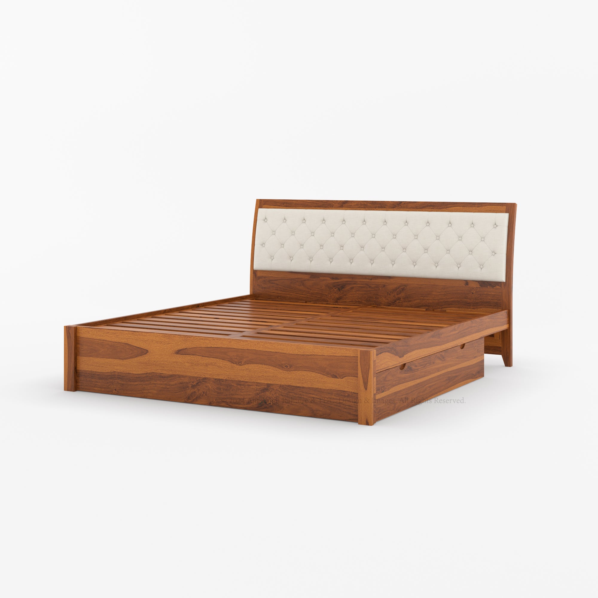 Roselle Storage Bed with Upholstery Headboard