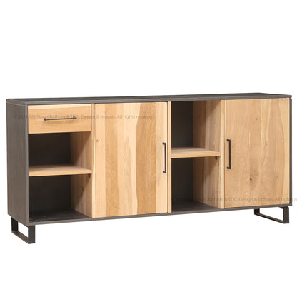 Rustic Industrial Solid Wood and Metal Sideboard Modern Storage Cabinet