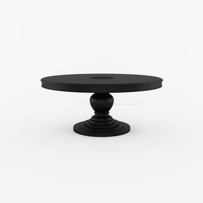 Jackson Teak Wood Round Pedestal Dining Table Fluted Edge Center Medallion