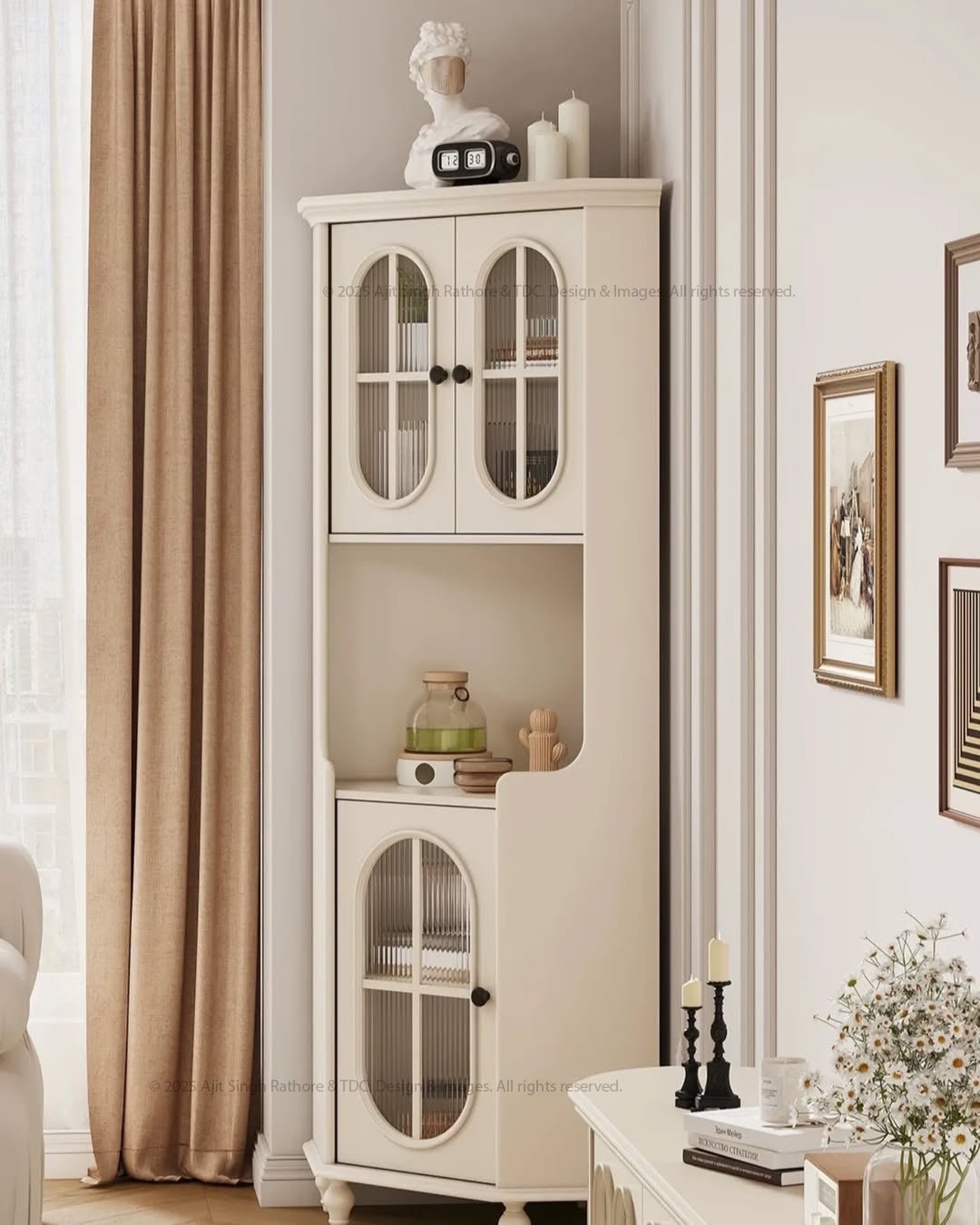 Dothan Classic Corner Display Cabinet Bookcase