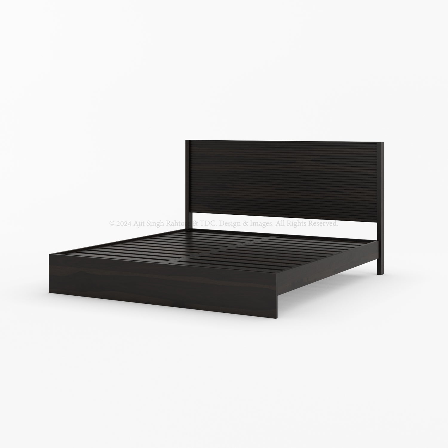 Chicago Ribbed Panel Solid Wood Low Profile Platform Bed