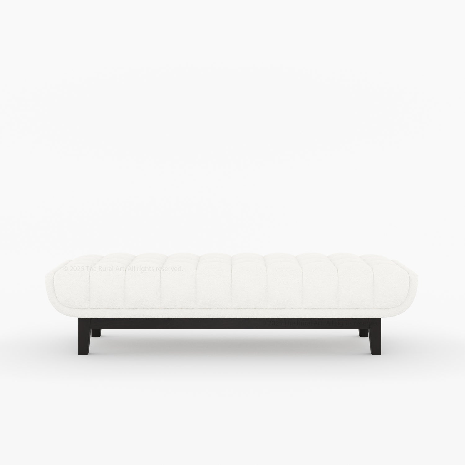 Livingston Solid Wood Bench with Channel-Tufted Bouclé Upholstery