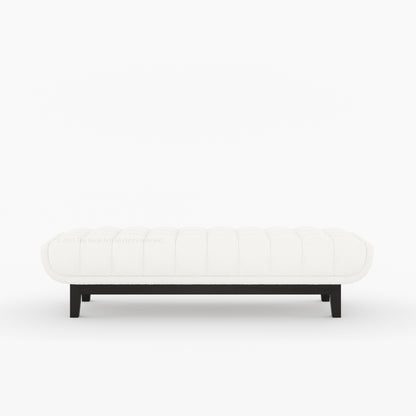 Livingston Solid Wood Bench with Channel-Tufted Bouclé Upholstery