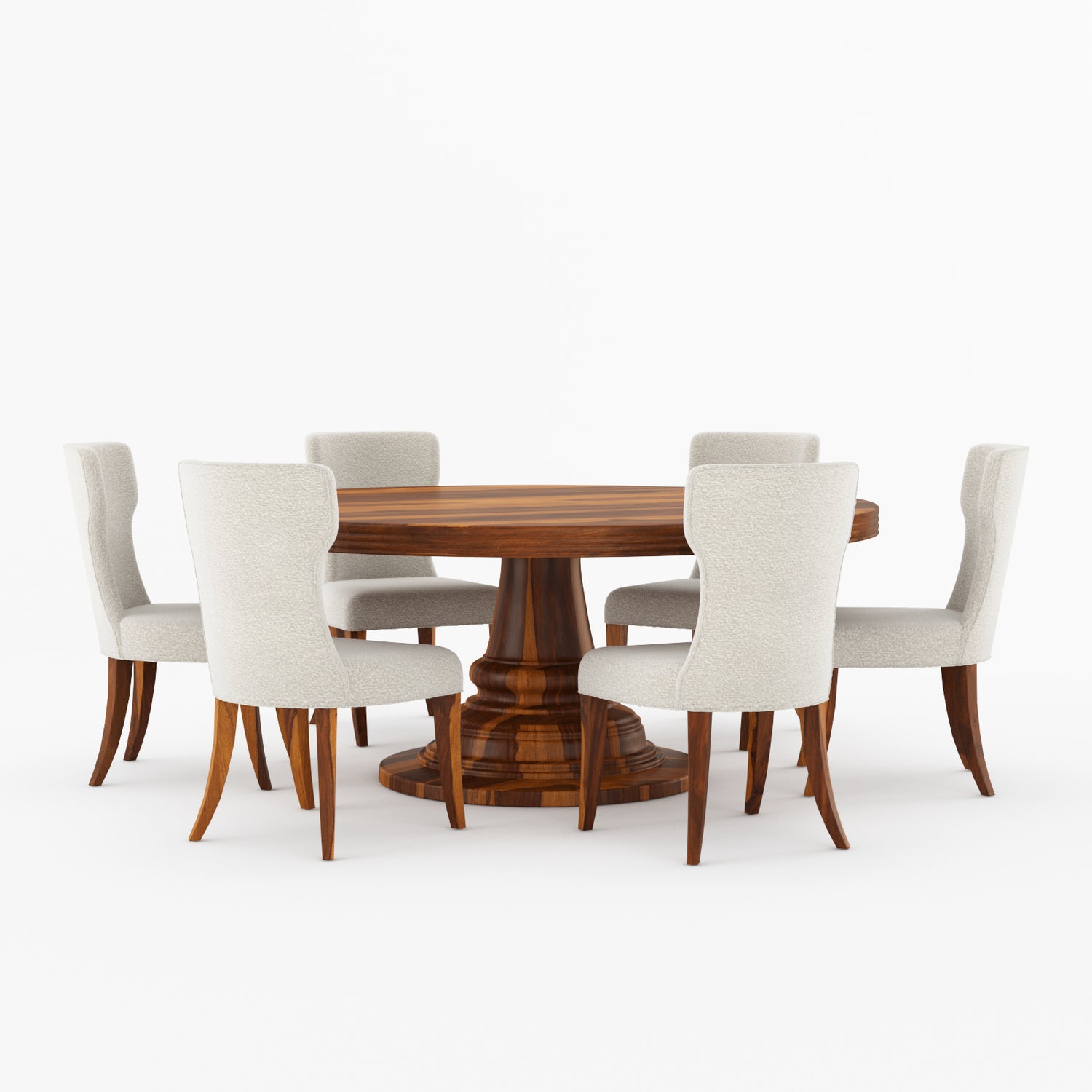 High Point Solid Wood Round Pedestal Dining Table &amp; Upholstered Chair Set