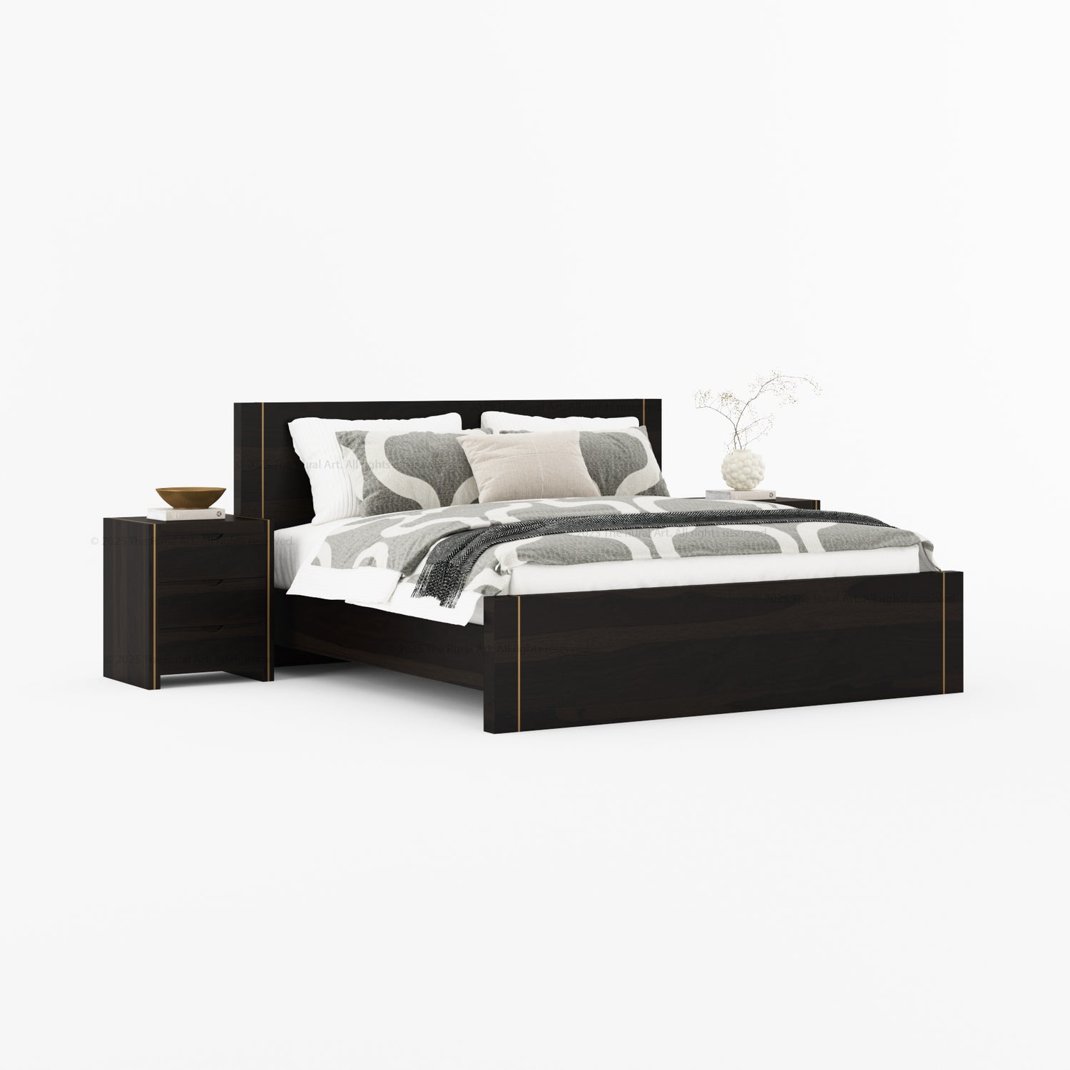 Branson Solid Wood Bedroom Collection with Brass Inlay Detailing