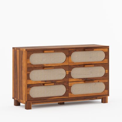 Davis Solid Wood Dresser with Woven Cane Details