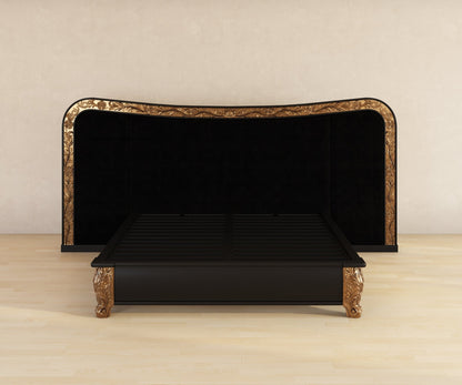 Versailles Grandeur Solid Wood Bedroom Set with Gold Leaf Carved Details
