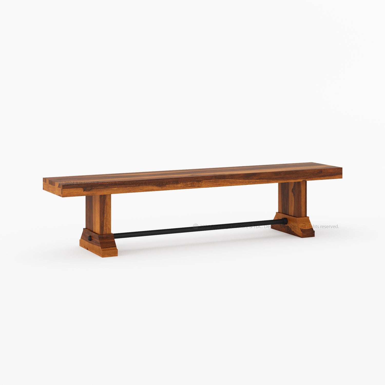 El Cerrito Rustic Solid Indian Rosewood Dining Bench