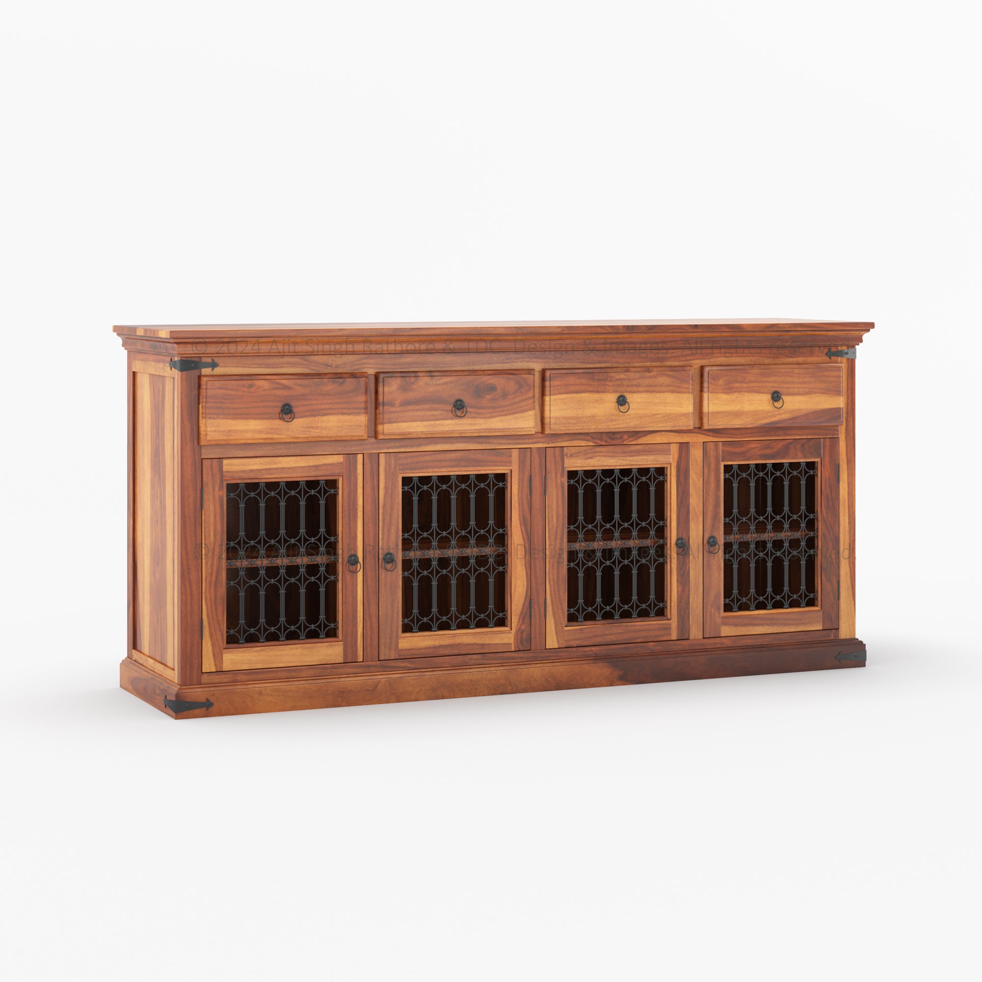 Naples Iron-Grid Solid Wood Buffet Sideboard