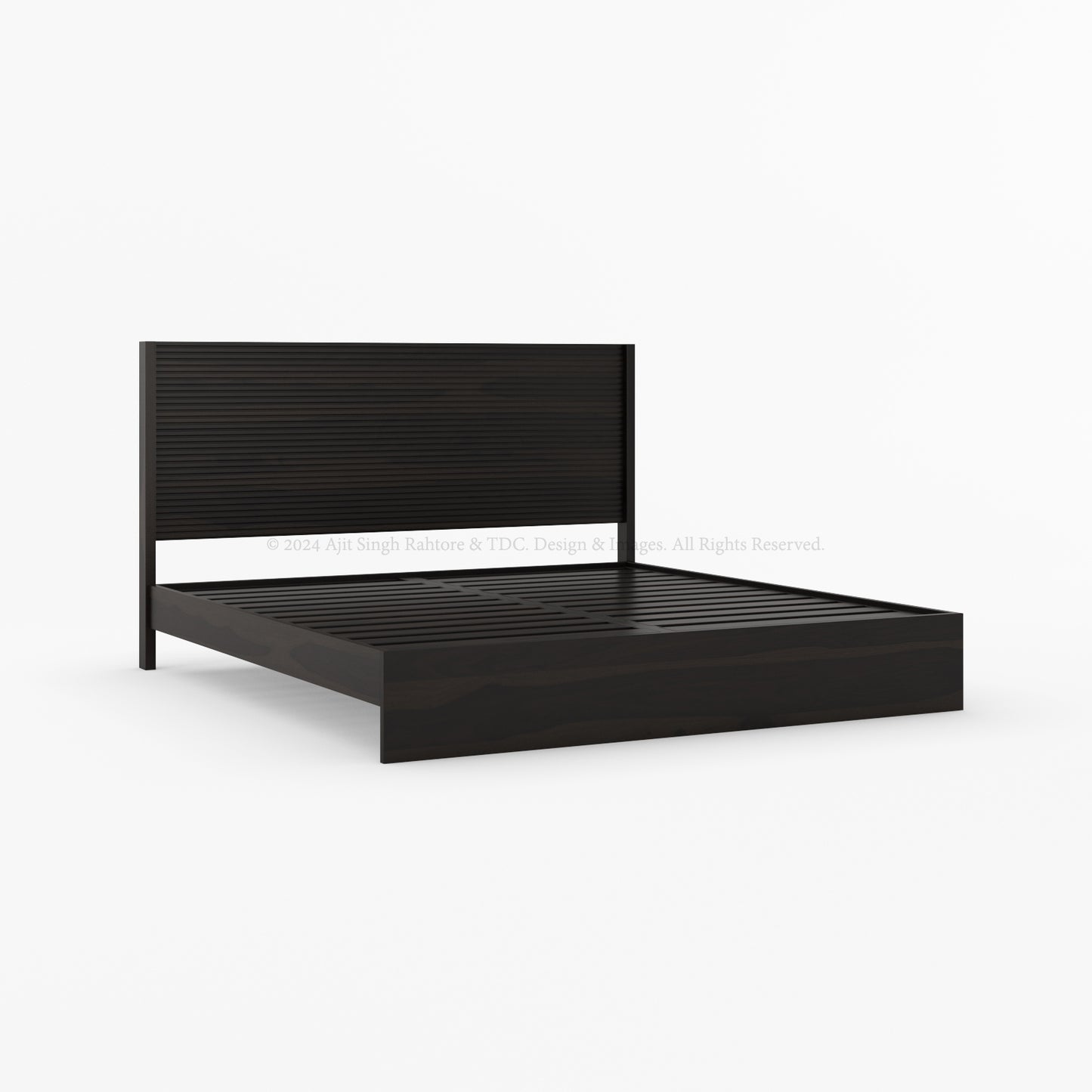 Chicago Ribbed Panel Solid Wood Low Profile Platform Bed