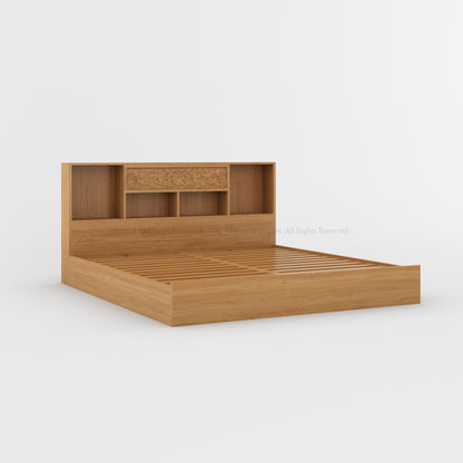 Elizabeth Teak Wood Platform Bookcase Bed