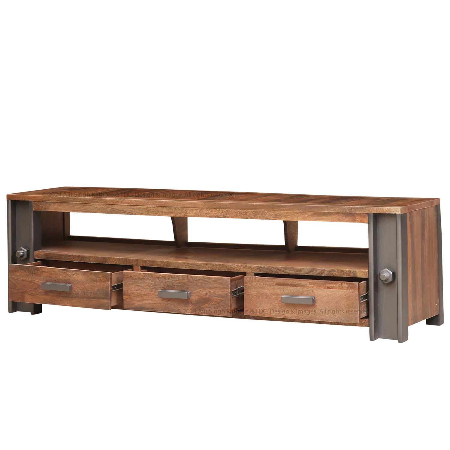 Camden Industrial Solid Wood TV Stand &amp; Media Console
