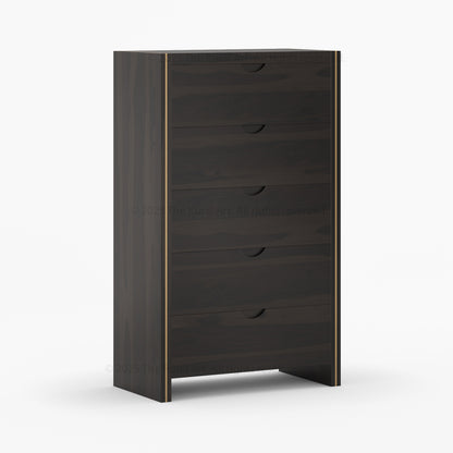 Branson Solid Wood Tall Dresser with Brass Inlay Accents