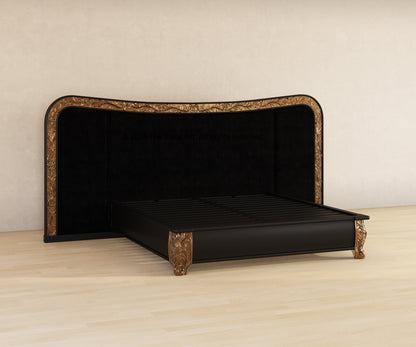 Versailles Grandeur Solid Wood Bedroom Set with Gold Leaf Carved Details
