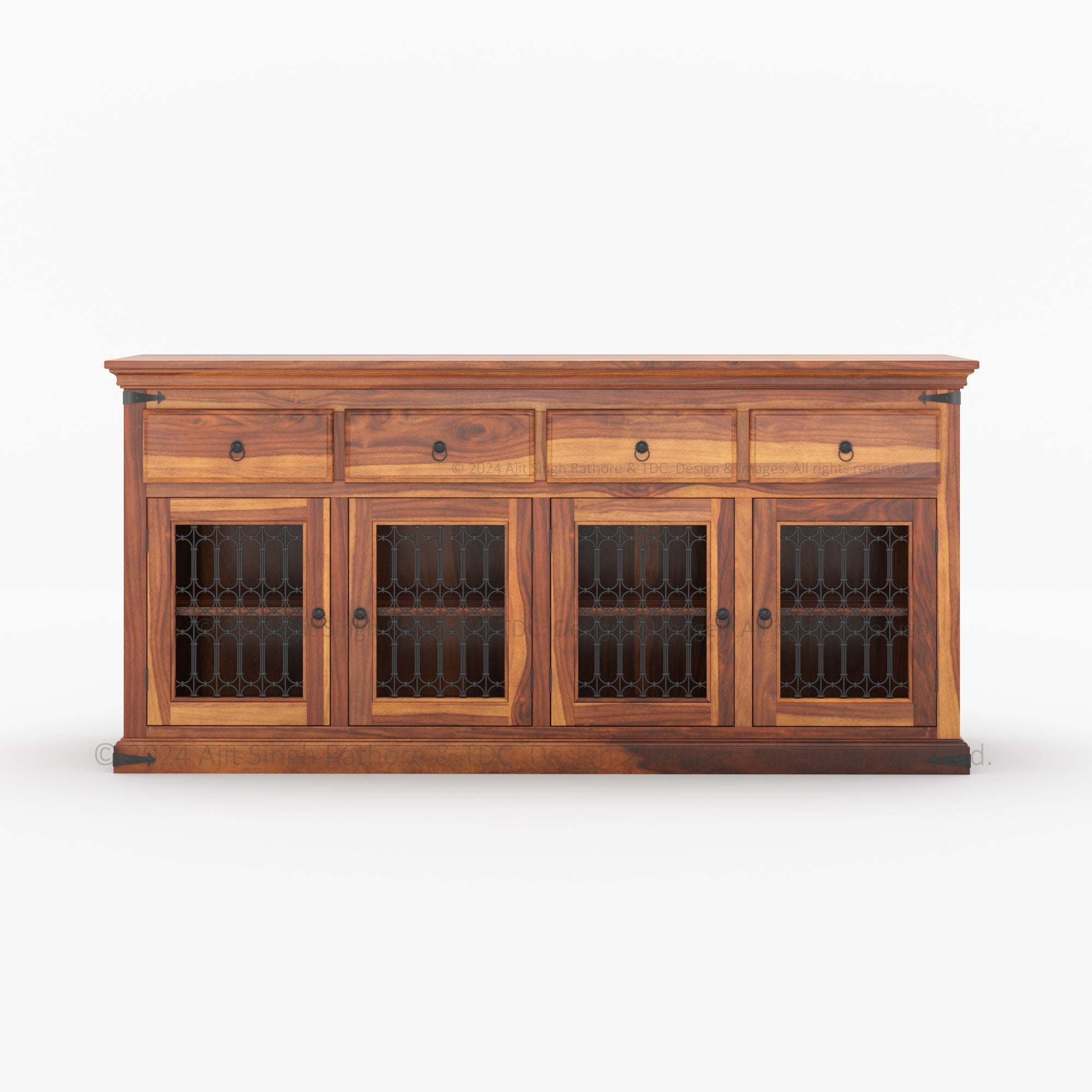 Naples Iron-Grid Solid Wood Buffet Sideboard