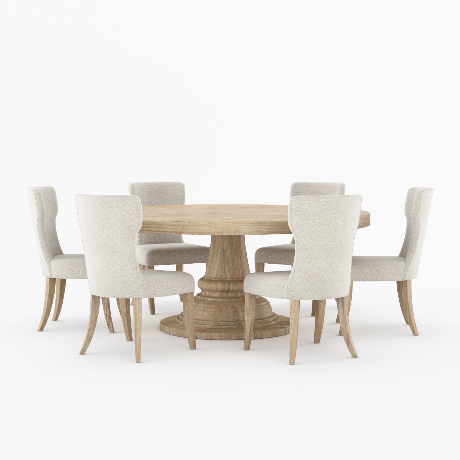 High Point Solid Wood Round Pedestal Dining Table &amp; Upholstered Chair Set