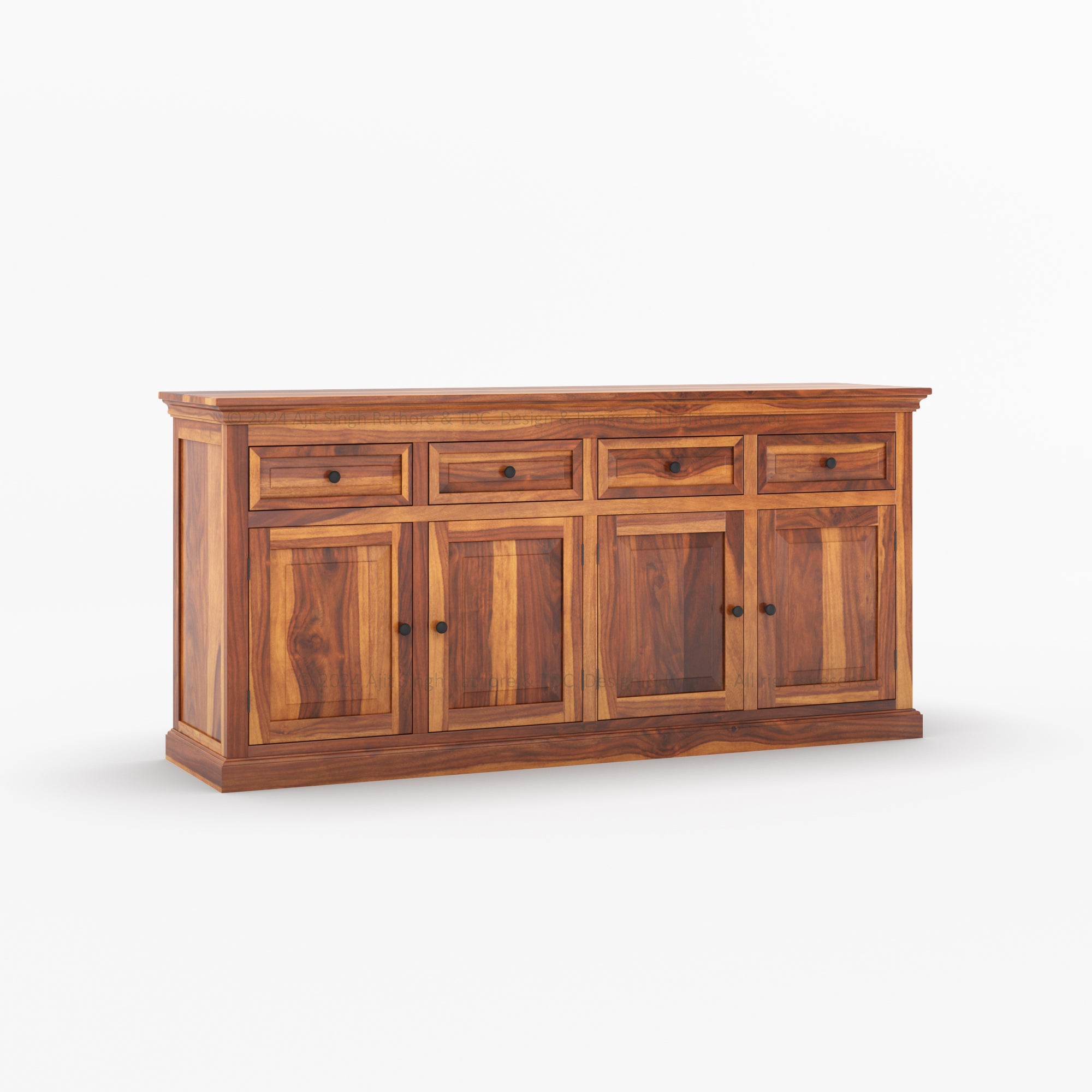 Sanford Solid Wood Buffet Sideboard with Drawers and Cabinets