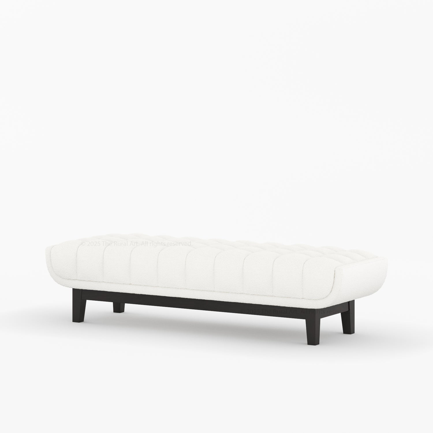 Livingston Solid Wood Bench with Channel-Tufted Bouclé Upholstery
