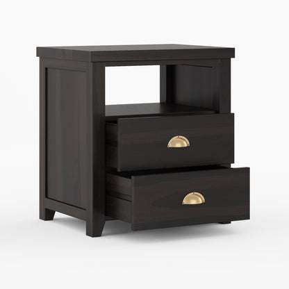 Baytown Solid Wood Nightstand with Drawer and Open Shelf