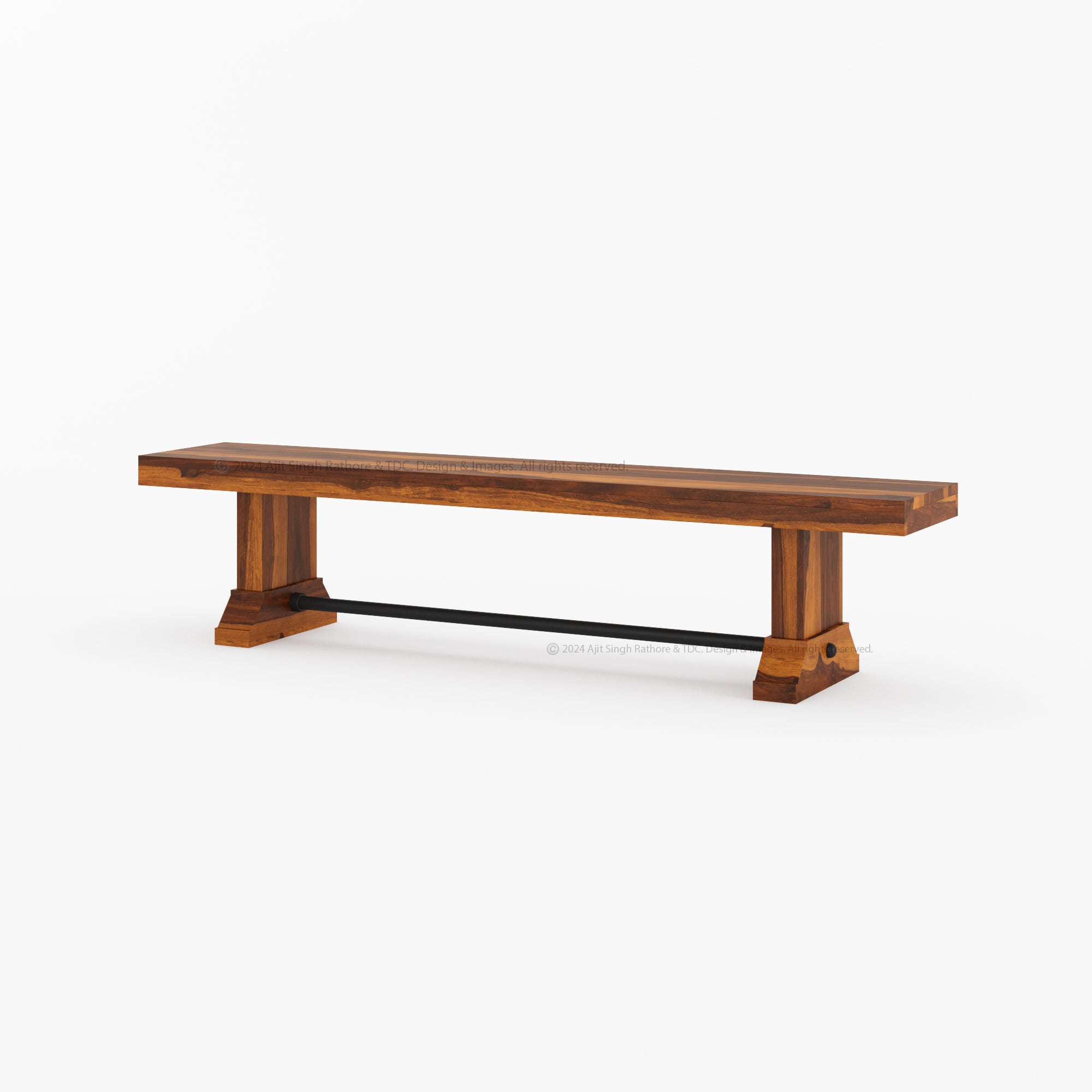 El Cerrito Rustic Solid Indian Rosewood Dining Bench