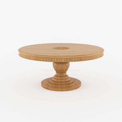 Jackson Teak Wood Round Pedestal Dining Table Fluted Edge Center Medallion