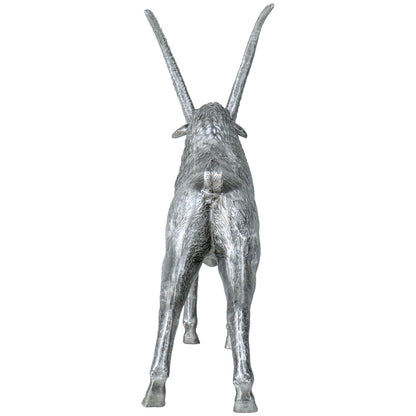 Majestic Alpine Ibex Silver Sculpture