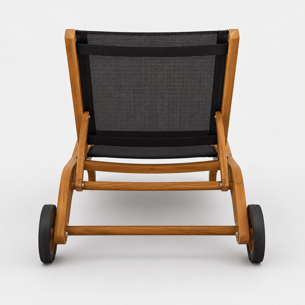 Modesto Solid Teak Wood and Sling Mesh Outdoor Sun Lounger