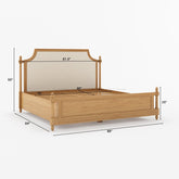 Savannah Teak Wood Bed with High Upholstered Headboard