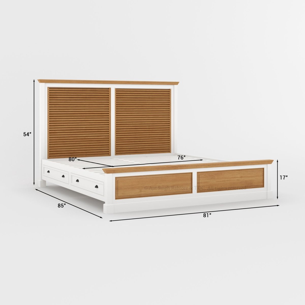 Sylacauga Dual-Tone Shutter Slatted Bed with Storage Drawers