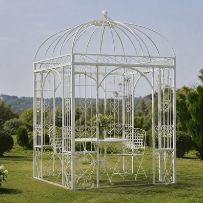 Ojai Ornate Wrought Iron Garden Gazebo with Domed Roof