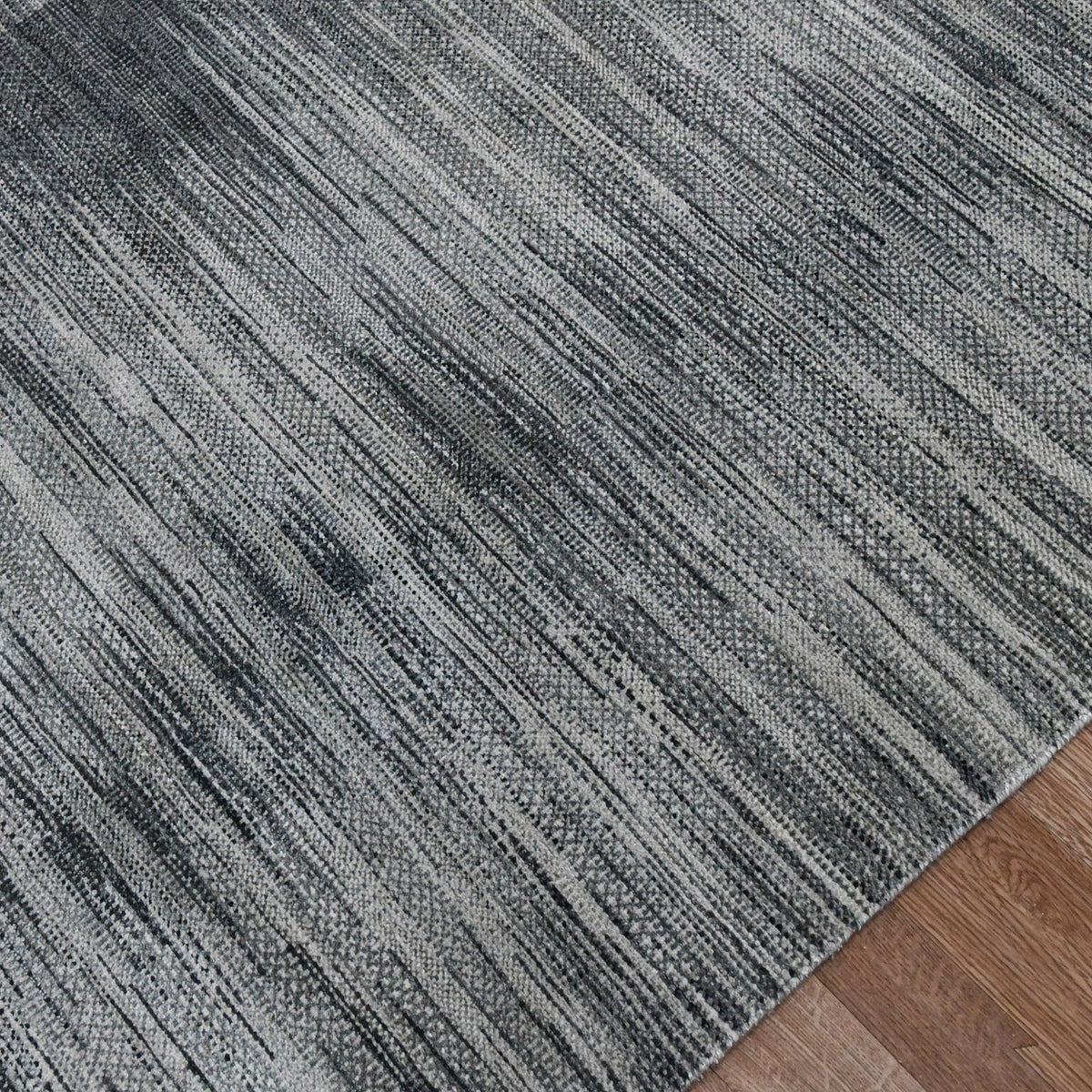 Copenhagen Ash Abstract Strie Linear Hand-Knotted Wool &amp; Silk Rug