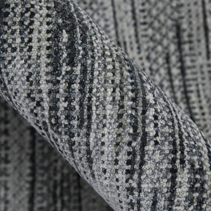 Copenhagen Ash Abstract Strie Linear Hand-Knotted Wool &amp; Silk Rug