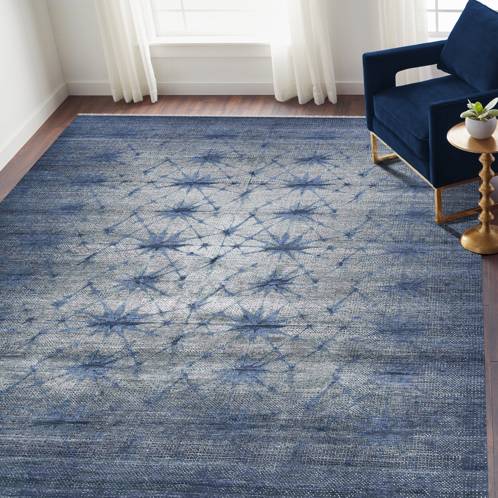 Vienna Blue Sapphire Hand-Knotted Wool &amp; Silk Rug