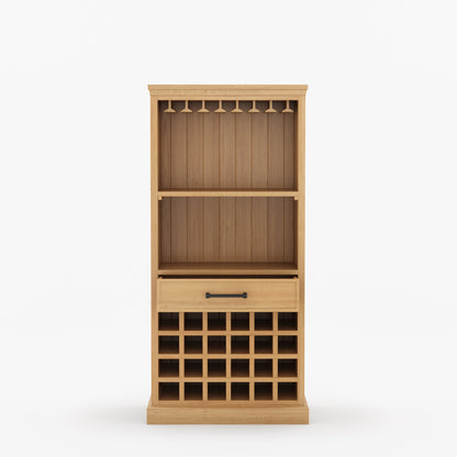 Palo Alto Solid Wood Wine Bar Cabinet with Glass Rack