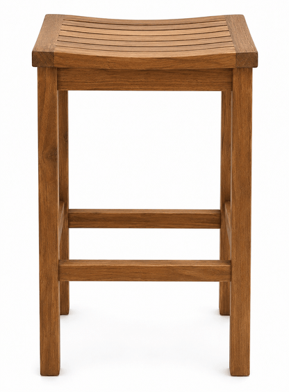 Homer Solid Teak Wood Saddle Bar Stool