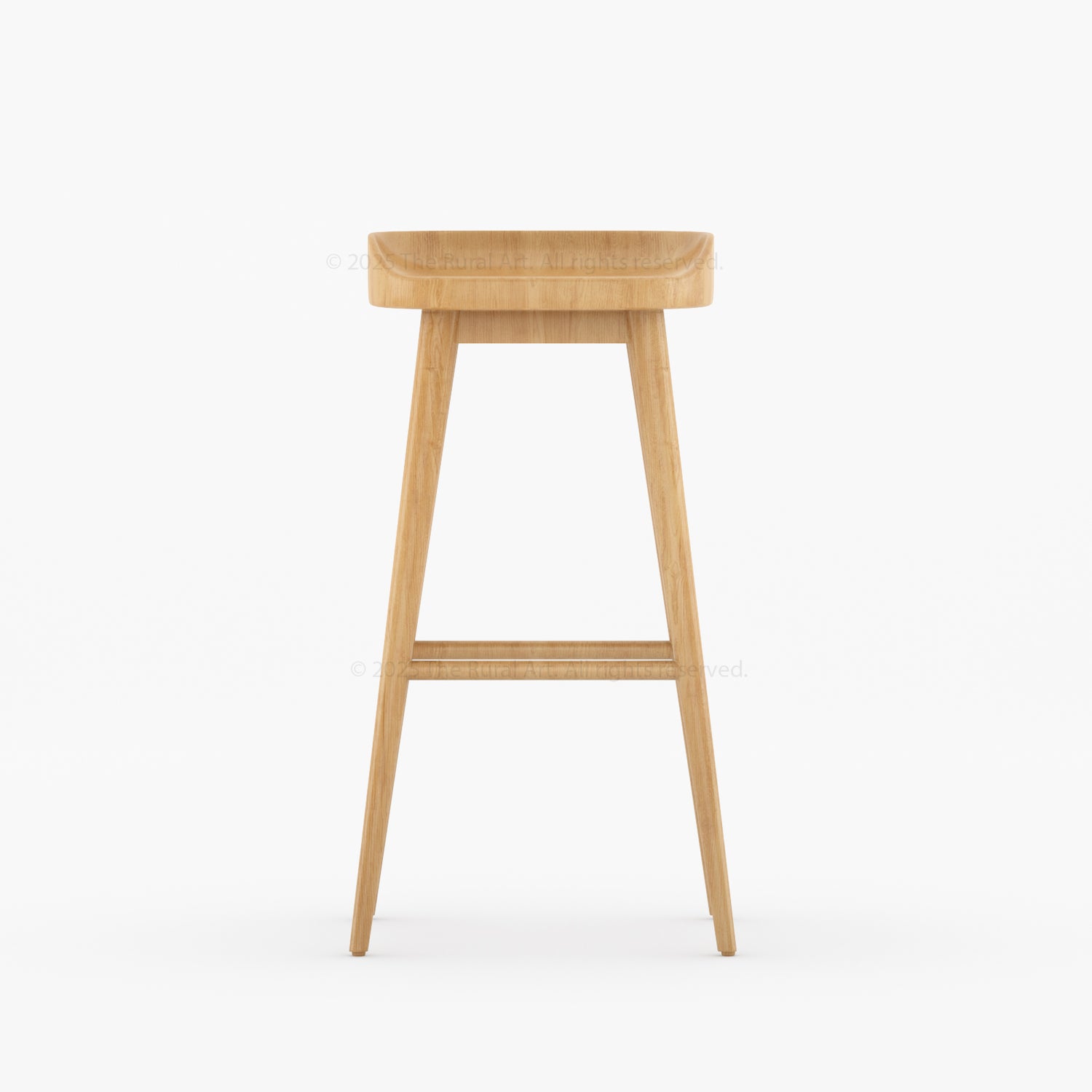 Ithaca Solid Wood Bar Stool Sculpted Seat Japandi Style
