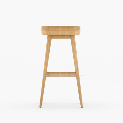Ithaca Solid Wood Bar Stool Sculpted Seat Japandi Style