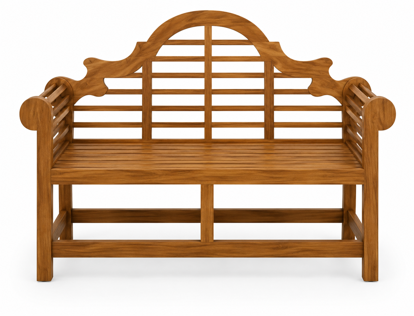 Helena Solid Teak Wood Garden Bench with Decorative Arched Back