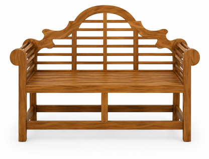 Helena Solid Teak Wood Garden Bench with Decorative Arched Back