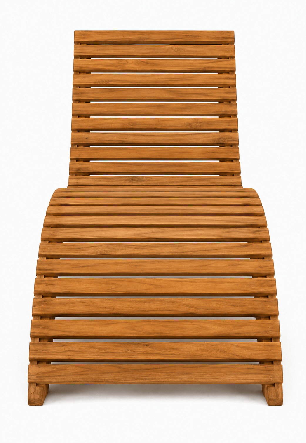 Eureka Solid Teak Wood Sculptural Wave Outdoor Sun Lounger