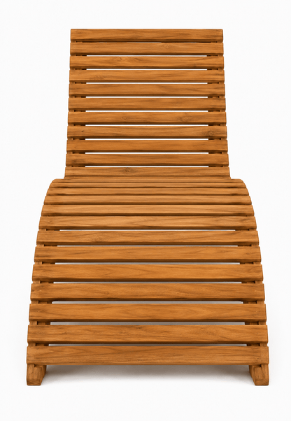 Eureka Solid Teak Wood Sculptural Wave Outdoor Sun Lounger