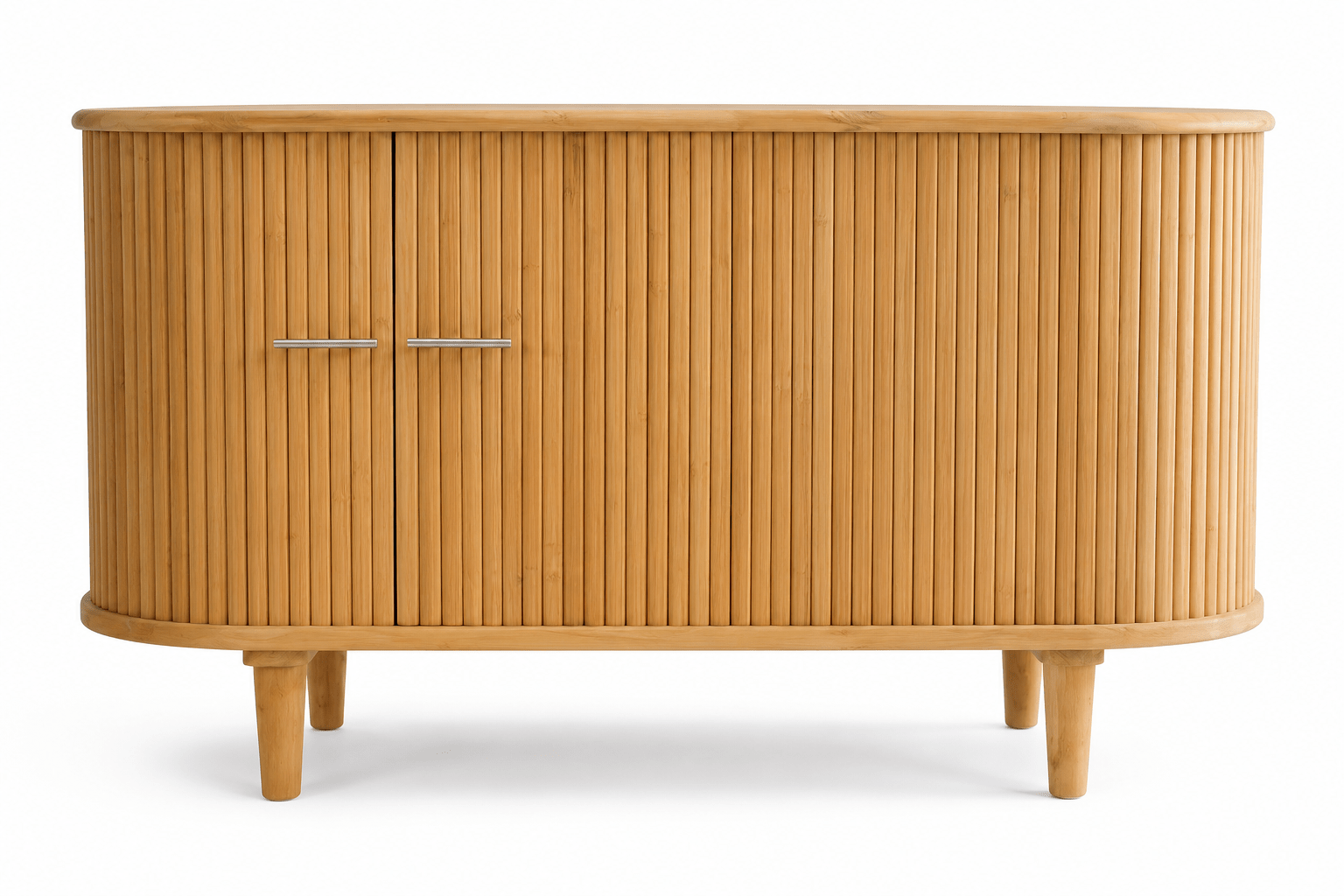 Tempe Fluted Teak Wood Curved Sideboard