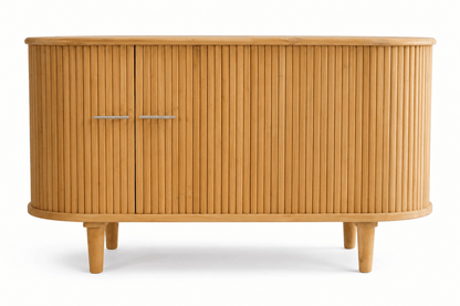 Tempe Fluted Teak Wood Curved Sideboard
