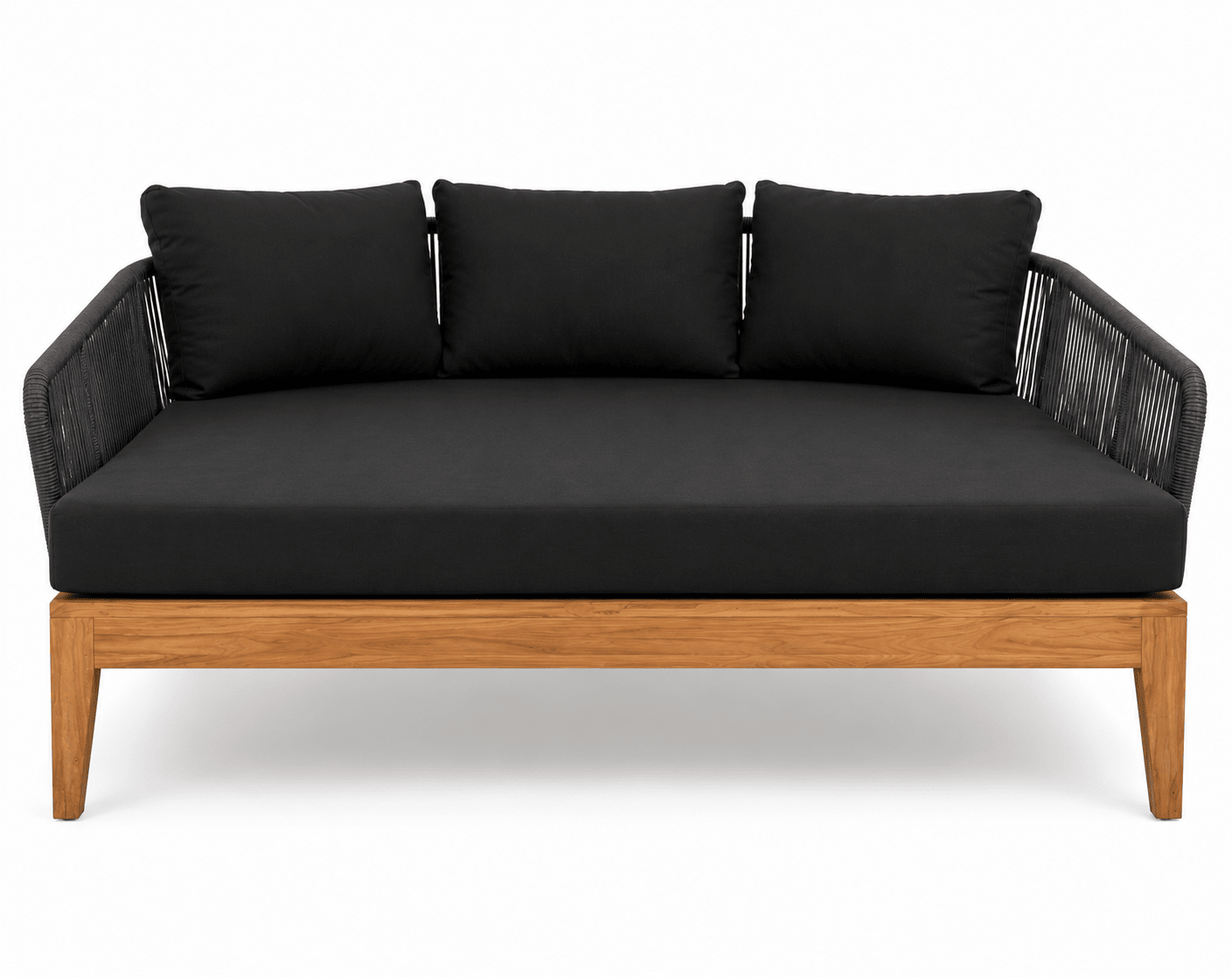 Morrilton Solid Teak Wood Outdoor Daybed with Woven Rope Detailing