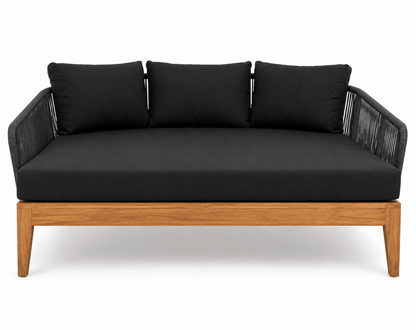 Morrilton Solid Teak Wood Outdoor Daybed with Woven Rope Detailing