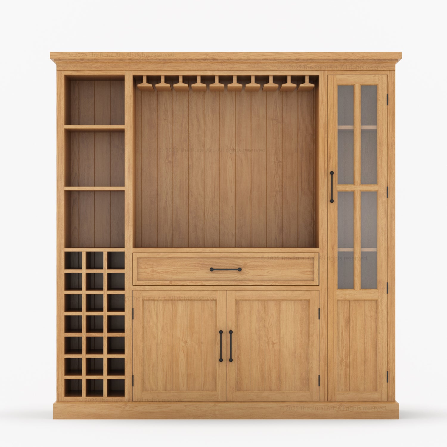 Montecito Solid Wood Wine Bar Cabinet With Stemware Rack