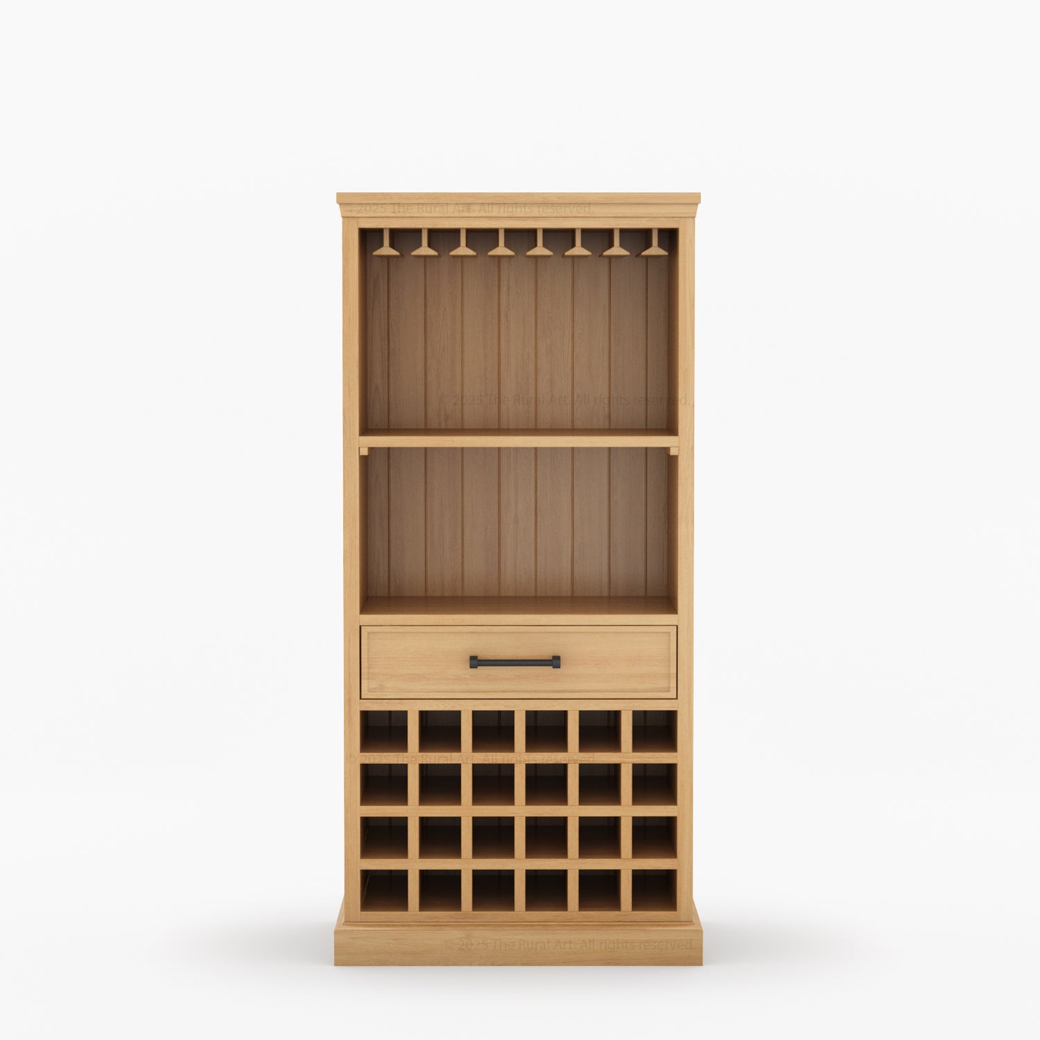 Palo Alto Solid Wood Wine Bar Cabinet with Glass Rack